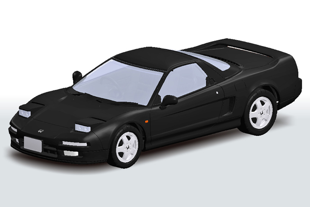 アオシマ1/32スケール楽プラ「ホンダ NA1 NSX」の3D 設計図（着色画像）