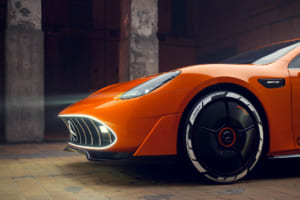 CONCEPT AMG GT XX：低い位置に横長のグリルが構えるフロントフェイスは、以前にメルセデスが公開したヴィジョンC111というコンセプトモデルの流れを汲んでいる。0.198のCd値は、このまま量産化されると乗用車では世界トップになるかもしれない。