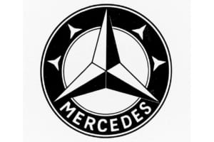 スリーポインテッドスターとメルセデスの組み合わせロゴ（1916年）。