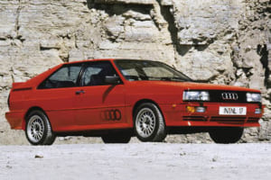 1980年3月にジュネーブショーで発表したアウディ・クワトロ（フルタイム4WD）は一躍話題を呼んだ。