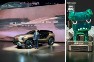 MITSUBISHI ELEVANCE CONCEPTと加藤社長、未来デリ丸（JMS2025）