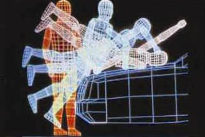 写真はボンネットに歩行者が乗り上げた場合の図面のアップ。