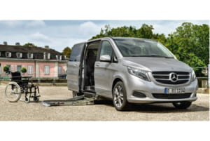 クルマの横方向からの昇降スロープ装置。