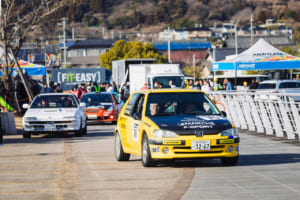 ラリー三河湾：ラリー三河湾のオープンクラスにはAE92など懐かしいクルマの姿も。