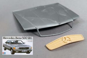 ためらわずに切断！ タミヤ「ベンツ500SEC」の美ボディを3D部品のために大胆くり抜き【AMG 560SEC 6.0をタミヤ製プラモ＋3Dプリント部品で制作】第2回《LE VOLANT LAB》