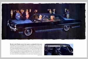 1964年型ポンティアック雑誌広告・VK/AF画(ライフ誌1月3日号36–37ページ見開き、ボンネヴィル・ブロアム)