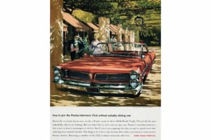 1963年型ポンティアック・ボンネヴィル広告・VK/AF画(イタリア・ポルトフィーノ、スプレンディド)