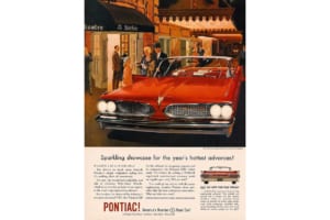 1959年型ポンティアック・ボンネヴィル広告・VK/AF画(ニューヨーク・シューバートアレー)